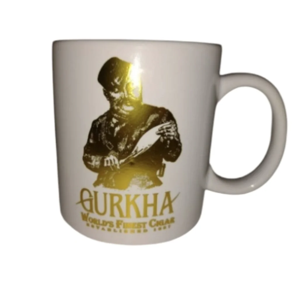Legendary Gurkha Indian Warrior Coffee Tea Soup Mug India Gilded Gold Set Of 2
